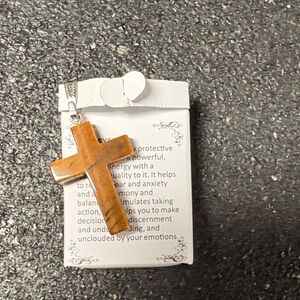 Tigers Eye Cross Pendant Necklace